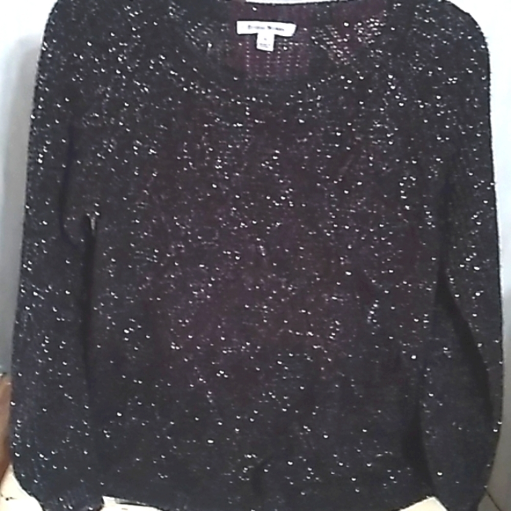 STUDIO XL Black Silver Shiny Long Sleeves Sweater